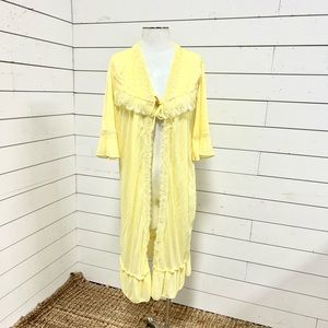 Vintage night robe yellow nine’s polyester medium retro